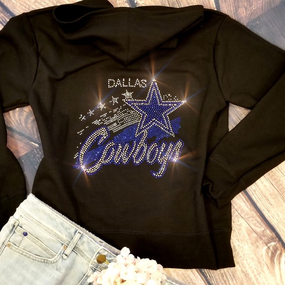 New Dallas Cowboys Rhinestone Zip Up Jacket Hoodie Unisex all sizes - Picture 4 of 6